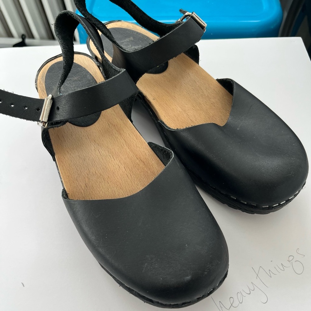 Lotta From Stockholm Black Leather Mules Sz 41